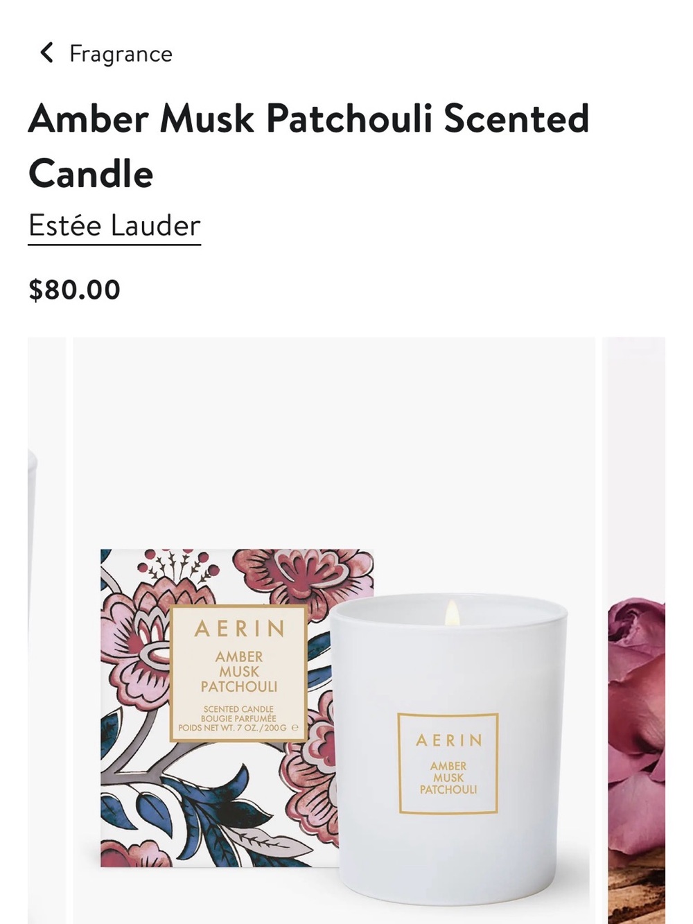 Aerin Amber Musk Patchouli Boxed Candle